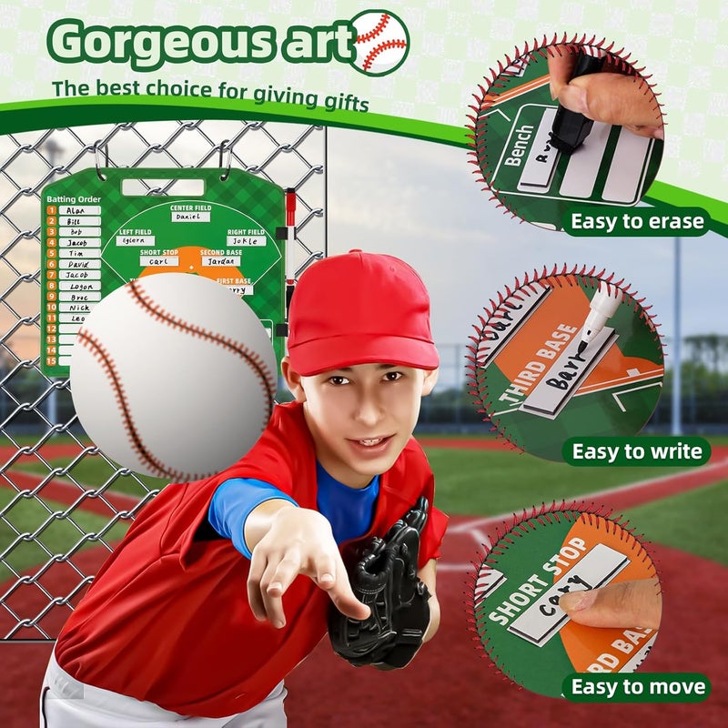 LYINGFISH Magnetic Baseball Lineup Board，Baseball Lineup Cards Baseball Lineup Board For Dugout Baseball Accessories 40 Sheets Lineup Cards Baseball Clipboard for Coaches Baseball Coaching Accessories - Image 5